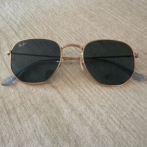 Ray-Ban Hexagonal Gold Frame Sunglasses
